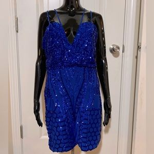 Blue sequin party dress